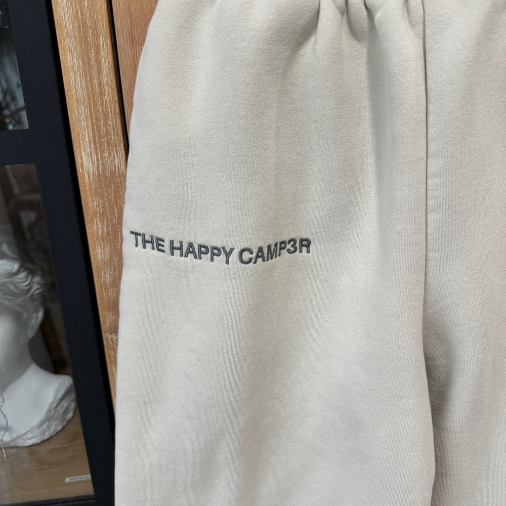 The Happy Camp3r cloud sweatpants beige embroidered soft joggers pockets fleece - Picture 4 of 8